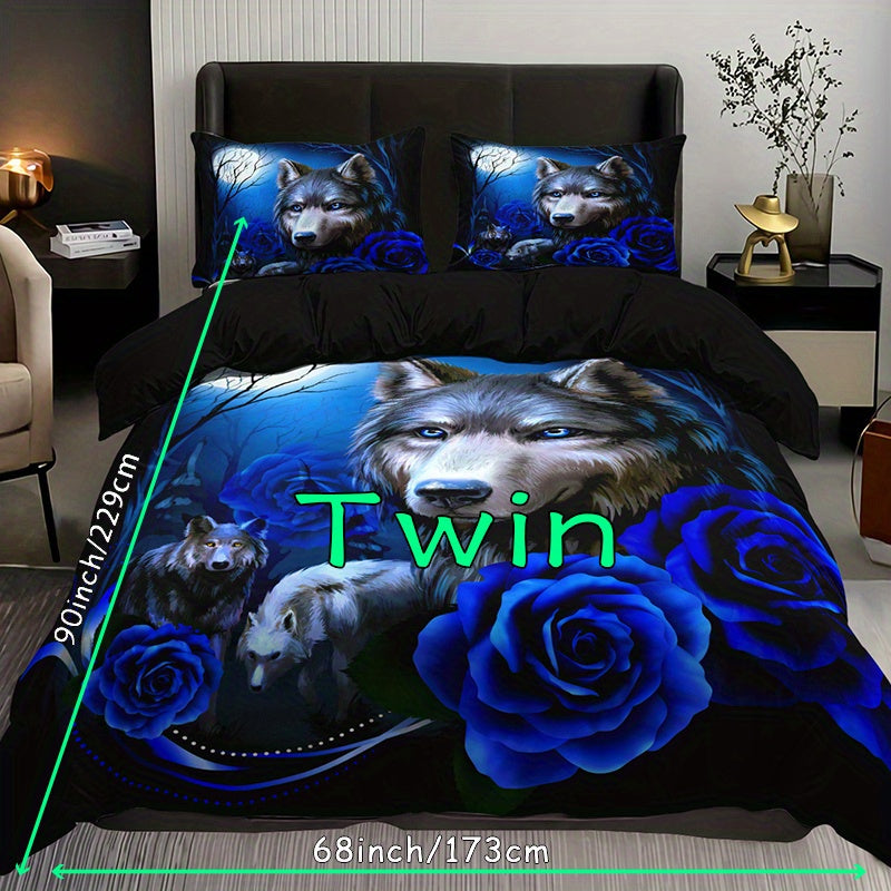 Wolf Rose 3-Piece Duvet Cover Set