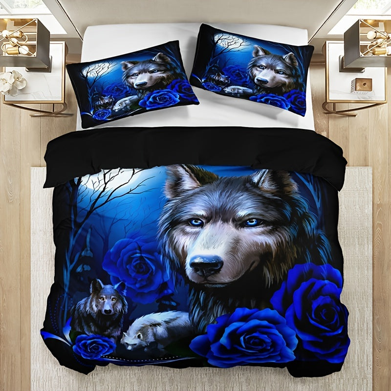 Wolf Rose 3-Piece Duvet Cover Set