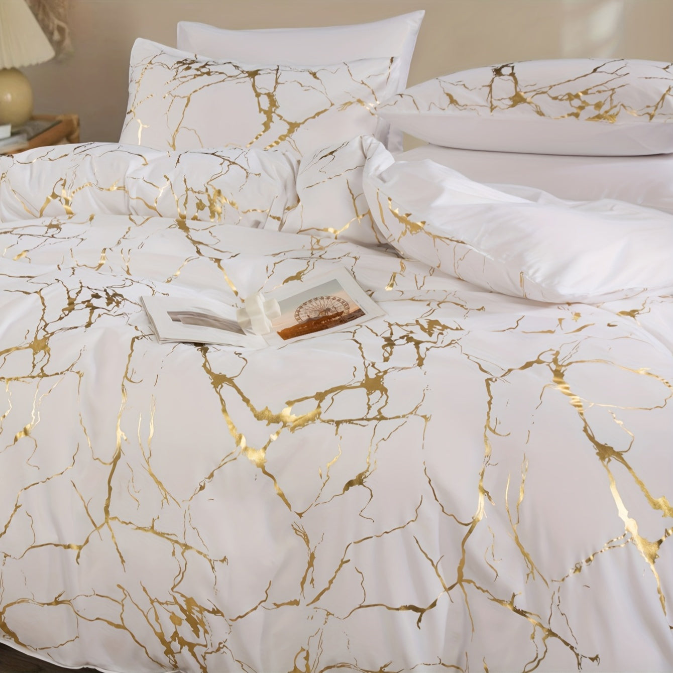 Bronzed Marble 3-Piece Duvet Cover Set – High-Grade Soft Texture, Handcrafted Finish