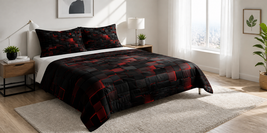 Summer bedroom with lightweight duvet cover used without insert - bright and airy setup
