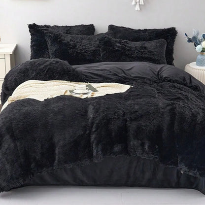 Multicolor Plush Cover Set – Soft Fluffy Bedding with Pillowcases