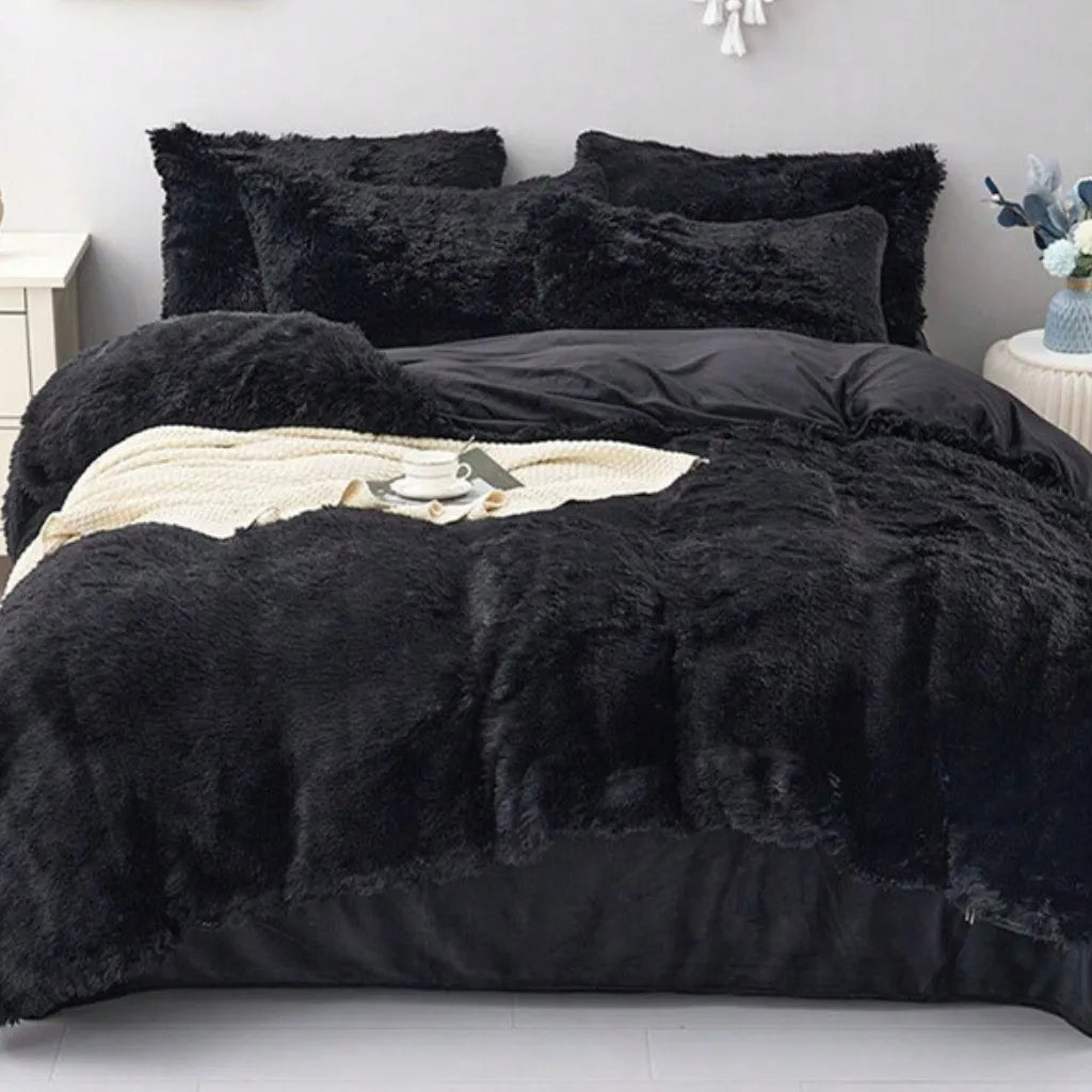 Multicolor Plush Cover Set – Soft Fluffy Bedding with Pillowcases