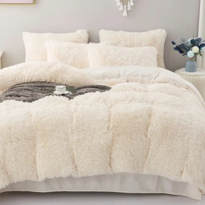 Multicolor Plush Cover Set – Soft Fluffy Bedding with Pillowcases