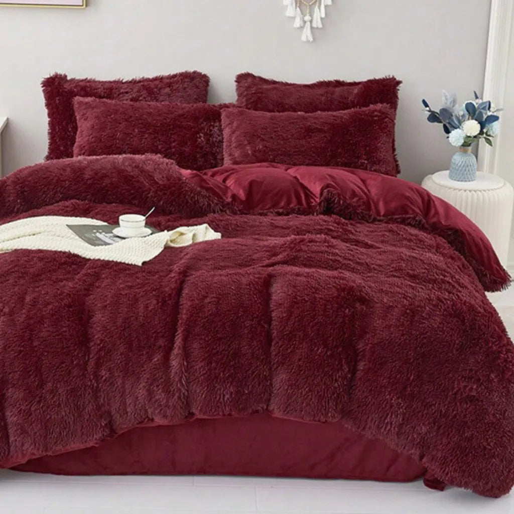 Multicolor Plush Cover Set – Soft Fluffy Bedding with Pillowcases