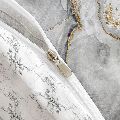 Marble Feather 3-Piece Duvet Cover Set