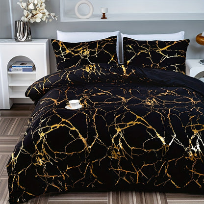 Bronzed Marble 3-Piece Duvet Cover Set – High-Grade Soft Texture, Handcrafted Finish