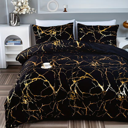 Bronzed Marble 3-Piece Duvet Cover Set – High-Grade Soft Texture, Handcrafted Finish