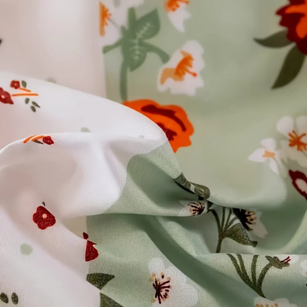 Floral Geometric Cover Set – Soft Patchwork Bedding with Pillowcases