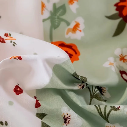 Floral Geometric Cover Set – Soft Patchwork Bedding with Pillowcases